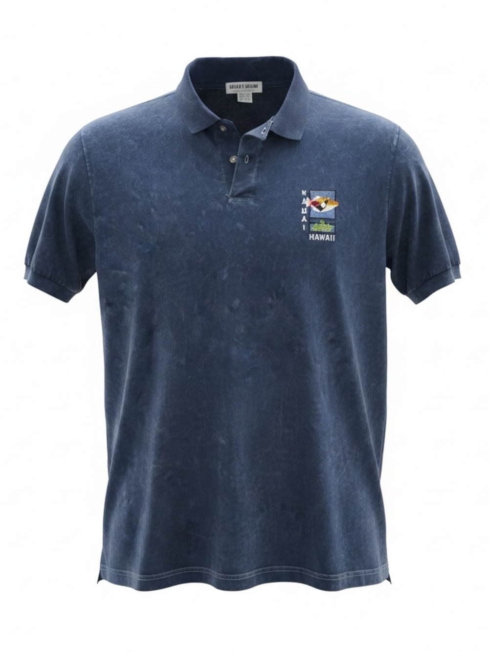 Vintage Guava Beach Resortwear Kauai Hawaii Blue Stone Wash Polo Shirt Size L